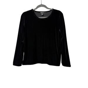 DKNY Black Velvet Long Sleeve Top Sz Med